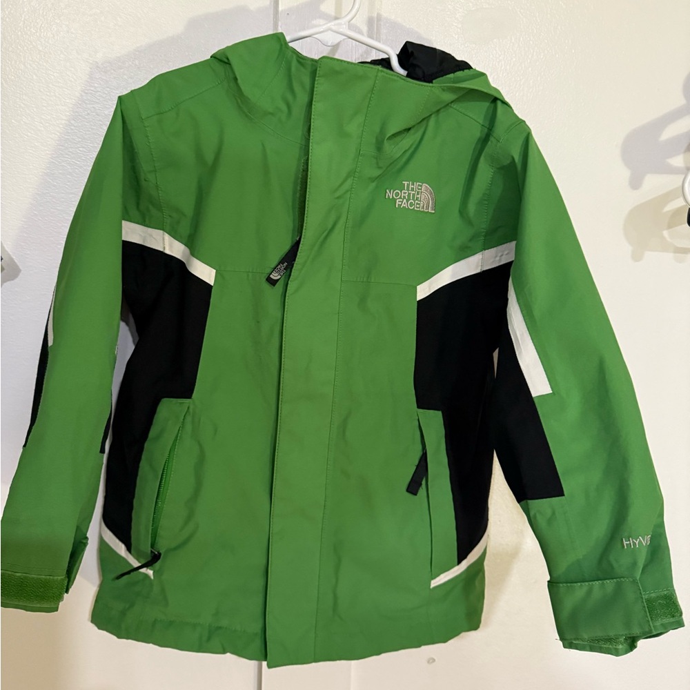 The North Face Kids Green and Black Raincoat